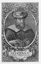 Porträtt av Avicenna (Ibn Sina) (980-1037) Läsning